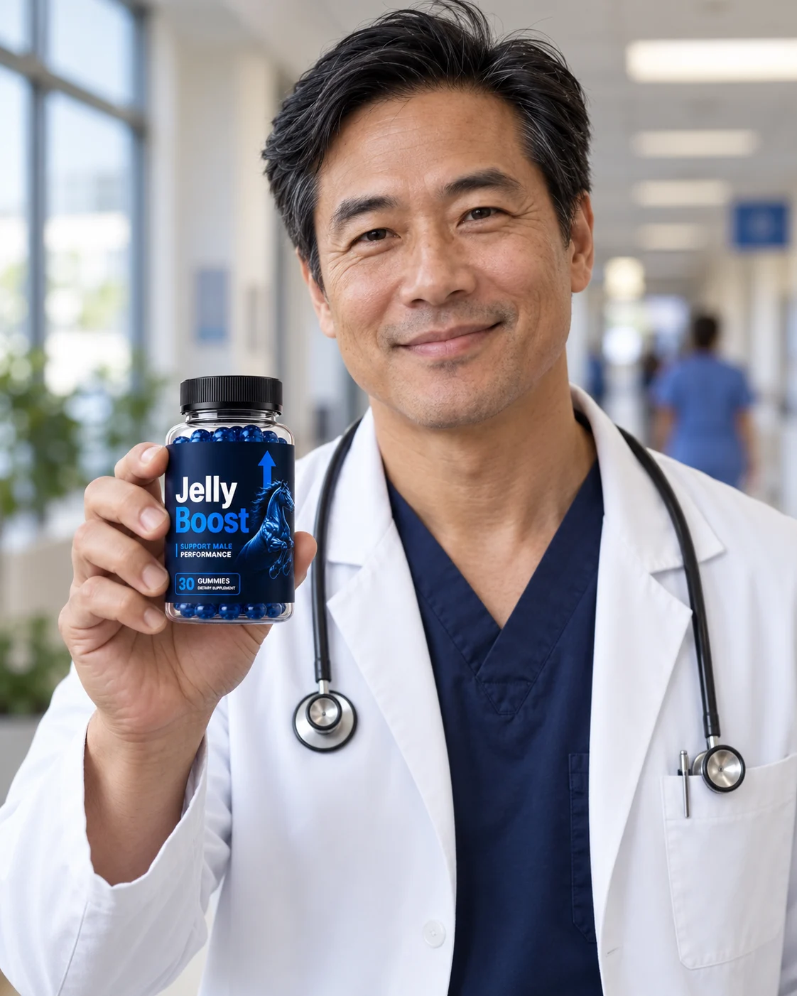 Dr. Daniel Sato, Andrologist, reviewing the JellyBoost supplement label and dosages